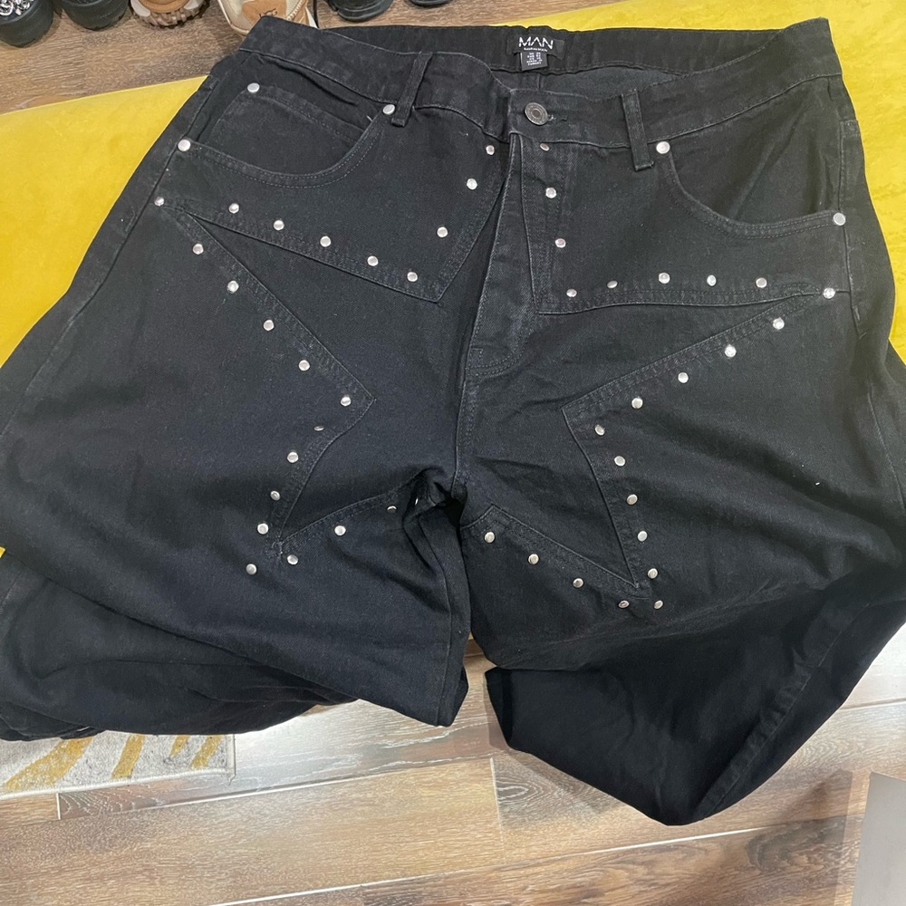 Studded Baggy Black Jeans